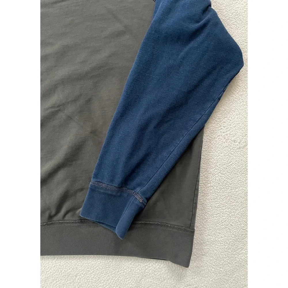 American Eagle Mens XL Hoodie Gray Blue Distressed Eagle Graphic Raglan Pullover